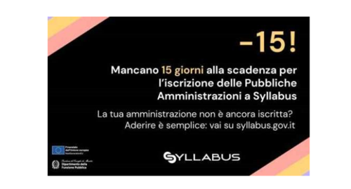 Syllabus -15 giorni alla scadenza per l'iscrizione